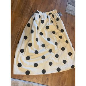 Miora Studio Small Midi Cream and Black Polka Dot Skirt NWOT